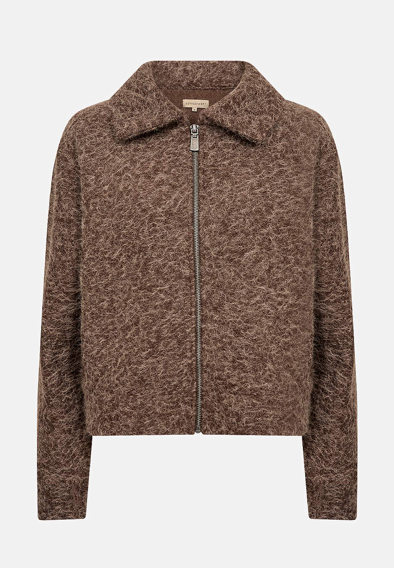 Finstrikket cardigan med glidelås