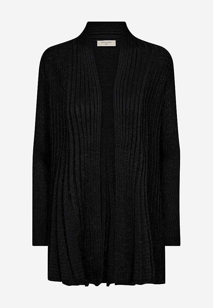 Stickad cardigan med diskreta glittertrådar